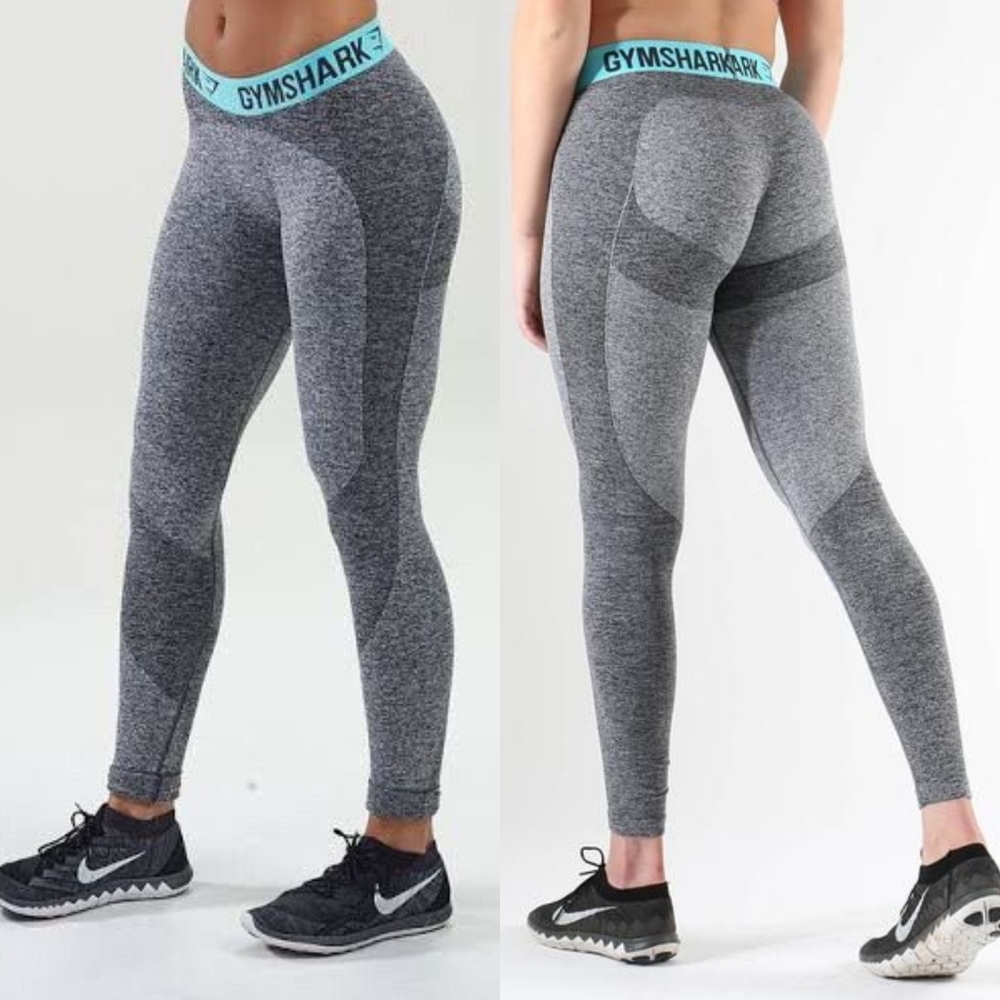 Gymshark Dry Flex Athletic Gym Leggings Heathered Gray Sculpting Shaping Yoga S